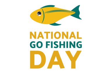 Ulusal Balıkçılık Günü. 18 Haziran. Tatil konsepti. Arkaplan, afiş, kart, yazılı poster şablonu. Vektör EPS10 illüstrasyonu.