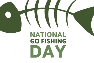 Ulusal Balıkçılık Günü. 18 Haziran. Tatil konsepti. Arkaplan, afiş, kart, yazılı poster şablonu. Vektör EPS10 illüstrasyonu.