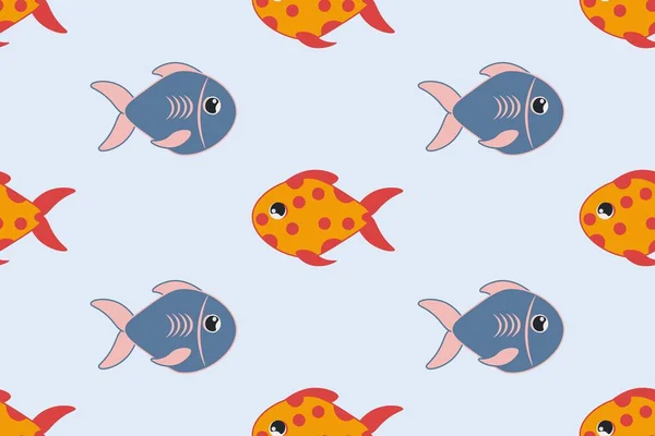 Бесшовный фон с милыми экзотическими аквариумными рыбами. Векторная иллюстрация EPS10 . — стоковый вектор