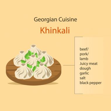 Gürcü Ulusal Gıda Hıngel. Gürcü stil köfte vektör nesnelerine