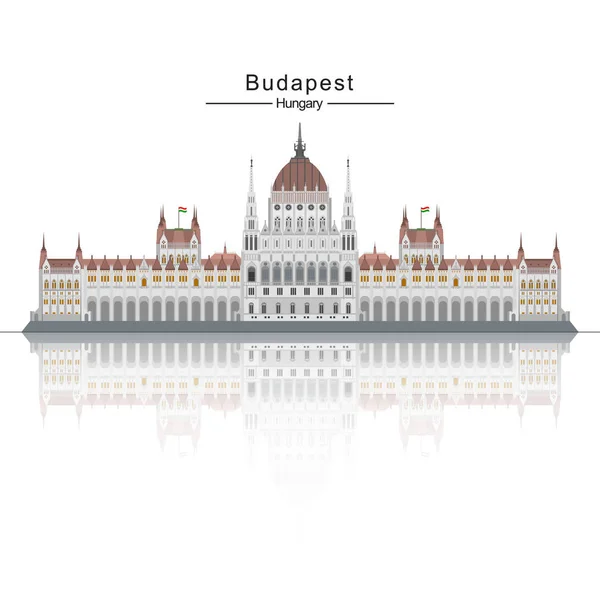 Den ungerska enorma parlamentsbyggnaden. Arkitekturen i Ungern. — Stock vektor