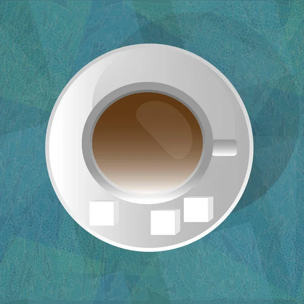 Реалістична чашка кави з цукром на тарілці — стоковий вектор
