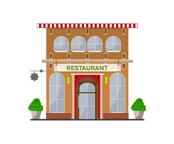 Ilustración vectorial de lindo edificio de restaurante. Objeto aislado sobre fondo blanco — Vector de stock
