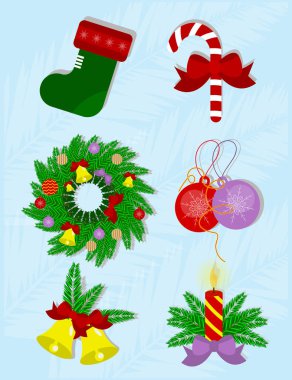 Noel dekorasyon kümesi. Kış tatil dekorasyon izole vektör nesneleri