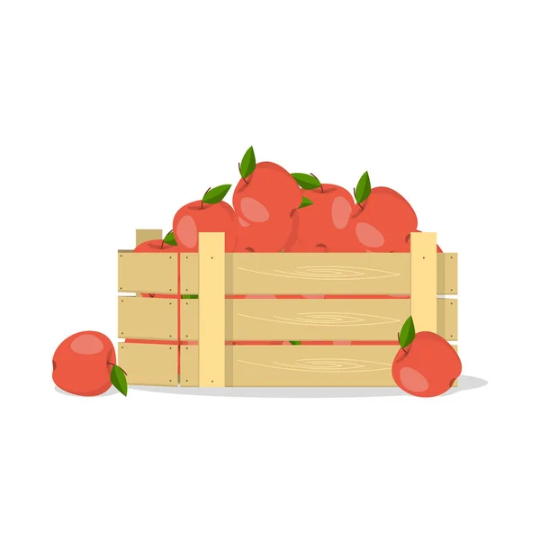 Jabłka Drewniane Pudełko — Wektor stockowy