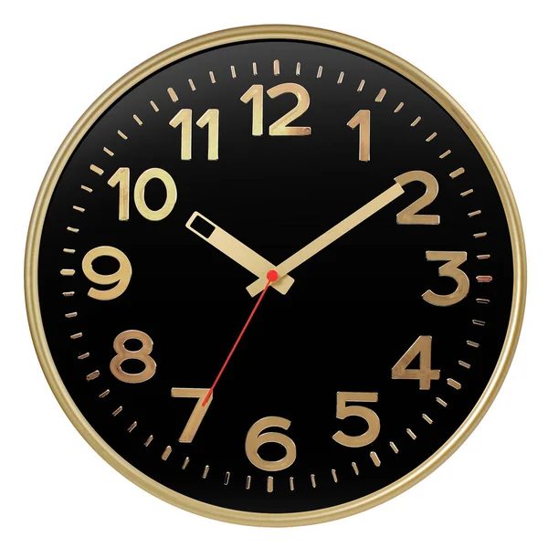 Isolated gold black round wall clock — Stock Photo, Image