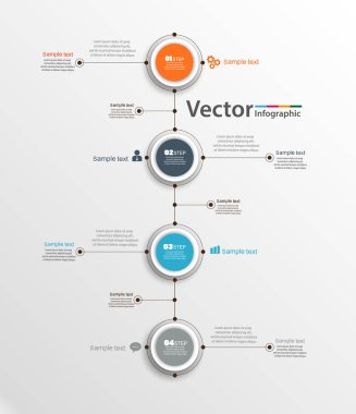Başarı için dört adım soyut Infographic şablonu. Diyagramı, iş akışı, zaman çizelgesi, web tasarımı için seçenekleriyle iş daire şablonu. Vektör Eps 10