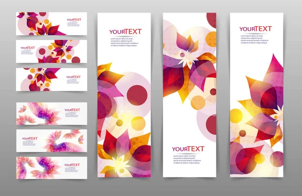 Collection de vecteurs abstraits eps10 en-têtes et bannières avec éléments floraux et place pour votre texte — Image vectorielle
