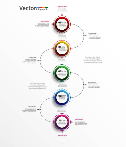 Abstract infographics number options template with five steps. Can be used for workflow layout, diagram, business step options, banner, web design. Vector eps 10