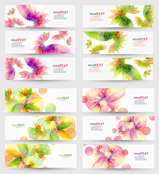 Colección de vectores abstractos eps10 encabezados y pancartas con elementos florales y lugar para su texto — Vector de stock