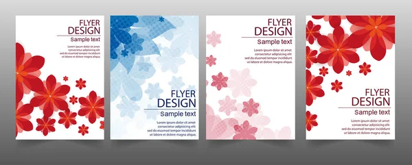 Conjunto de diseño Flyer. Plantilla de folleto con flores abstractas. Negocio vectorial Eps 10 — Archivo Imágenes Vectoriales