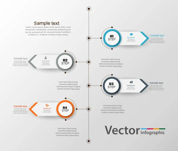 Modèle de conception de timeline d'infographie vectorielle. Peut être utilisé pour le contenu, les affaires, l'infographie, le diagramme, le réseau, l'organigramme, le diagramme de processus, la chronologie. Vecteur eps 10 — Image vectorielle
