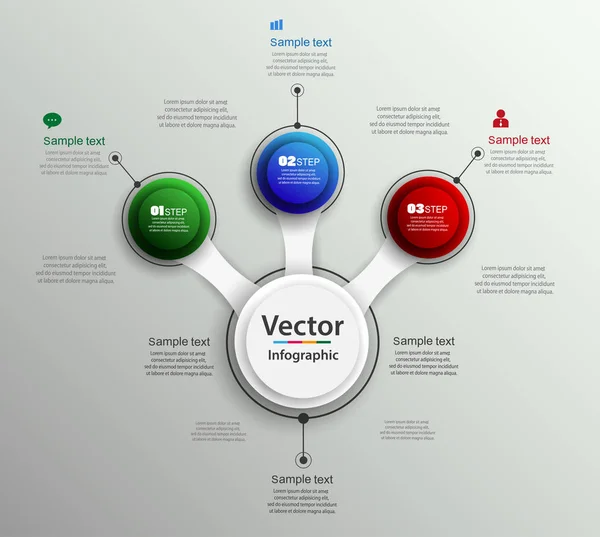 Abstract colorful infographics number options template with 3 steps. Can be used for workflow layout, diagram, business step options, banner, web design. Vector eps 10 — Stock Vector