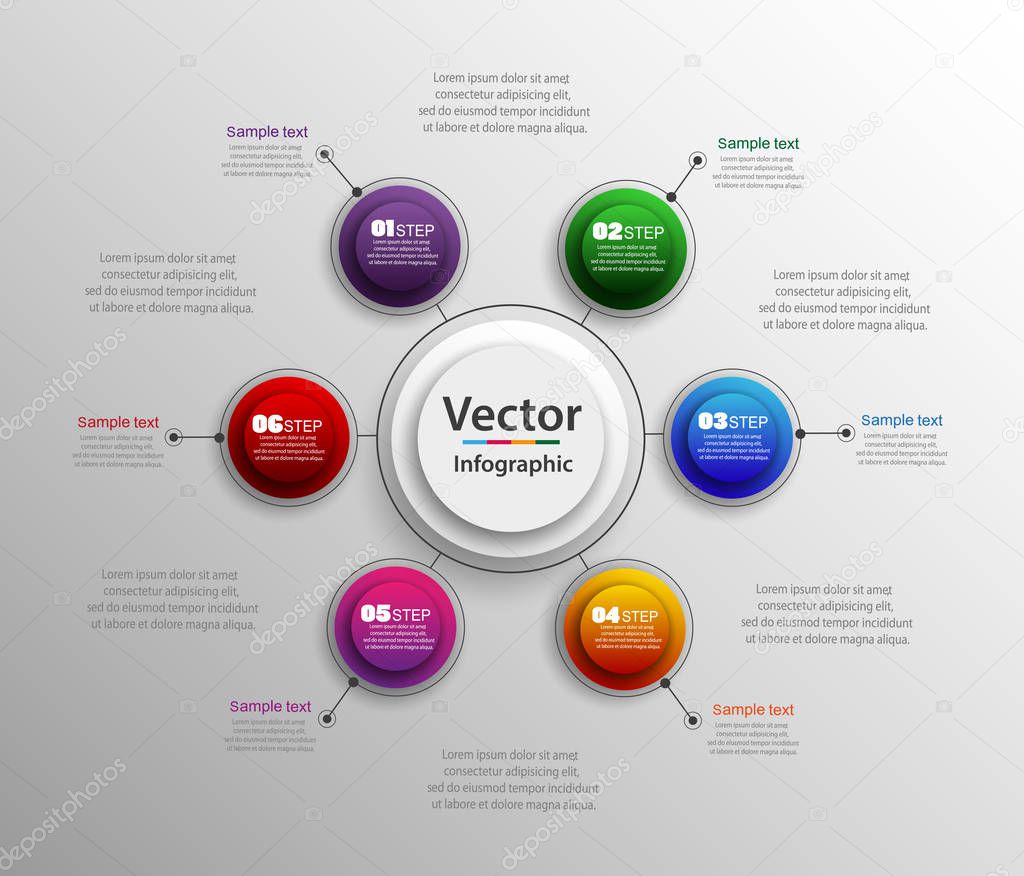 Infographic design template that can be used for workflow layout, diagram, number options, web design. Infographic business concept with 6 options, parts, steps or processes. Vector eps 10