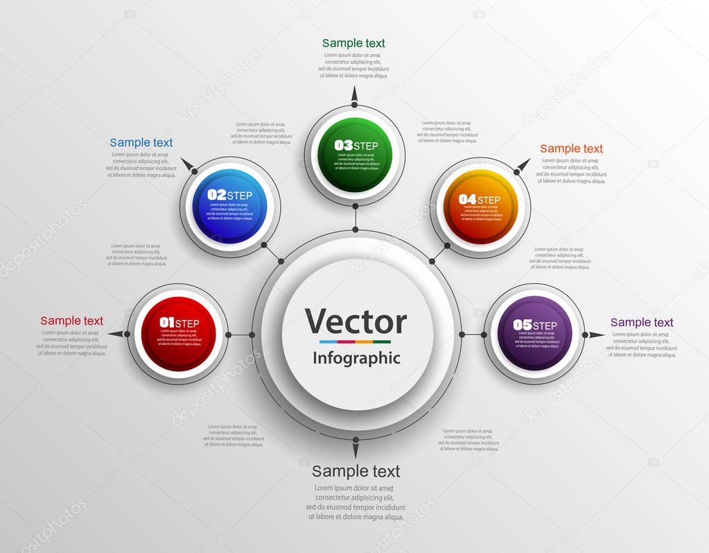 Abstract vector infographics number options template with 5 steps. Can be used for workflow layout, diagram, business step options, banner, web design. eps 10