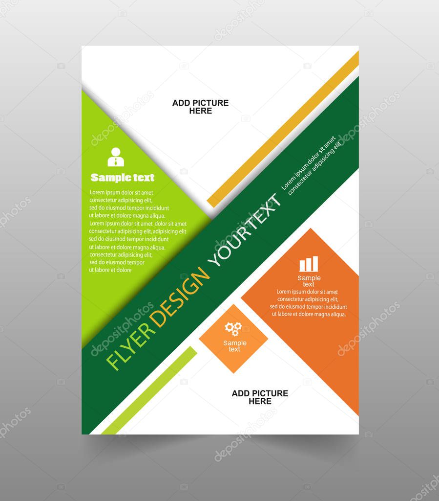 Green Flyer design. Business brochure flyer design template. Leaflet cover presentation. Catalog Abstract. Modern publication poster magazine, layout, template. Eps 10