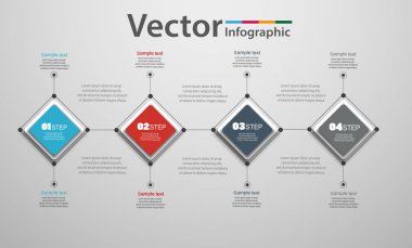 Dört adım ve renkli kareler ile başarı soyut Infographic şablonu. Diyagramı, iş akışı, zaman çizelgesi, web tasarımı için seçenekleriyle iş şablonu. Vektör Eps 10