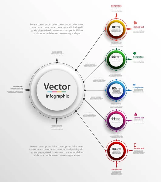 Beş adım ile soyut vektör infographics numara seçenekleri şablon. Kullanılabilir iş akışı düzeni, diyagram, iş adım seçenekleri, banner, web tasarım için. EPS 10