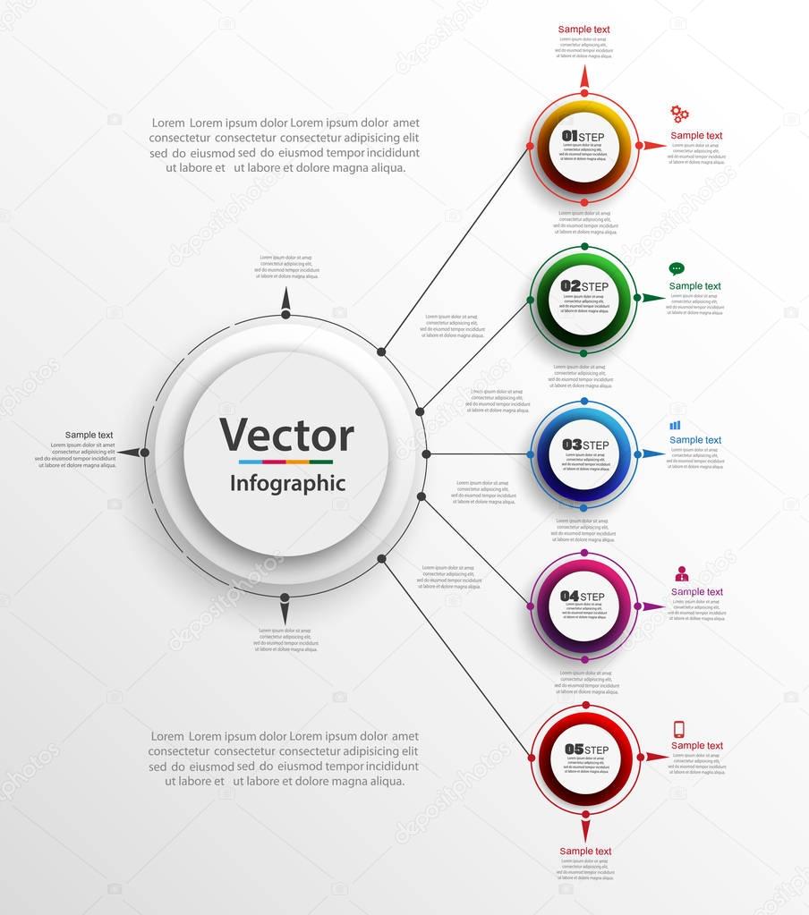 Abstract vector infographics number options template with five steps. Can be used for workflow layout, diagram, business step options, banner, web design. eps 10