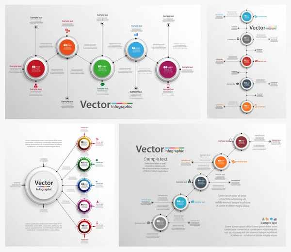 Coleção de infográfico colorido pode ser usado para layout de fluxo de trabalho, diagrama, opções de número, web design. Conceito de negócio infográfico com opções, peças, passos ou processos. Vetor Eps 10 —  Vetores de Stock