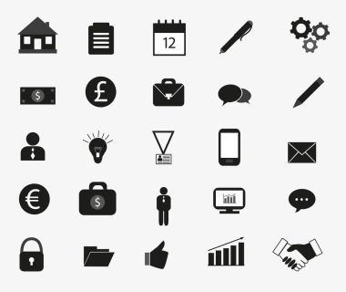 Siyah web modern simgeler vektör iş kümesi