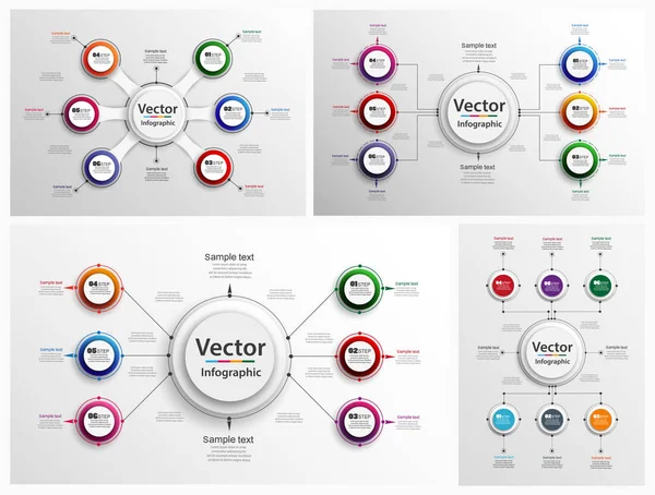 Conjunto de abstrato colorido Design infográfico. Pode ser usado para layout de fluxo de trabalho, diagrama, opções de passo de negócios, banner, web design. Modelo de negócio Vector eps10 para apresentação — Vetor de Stock