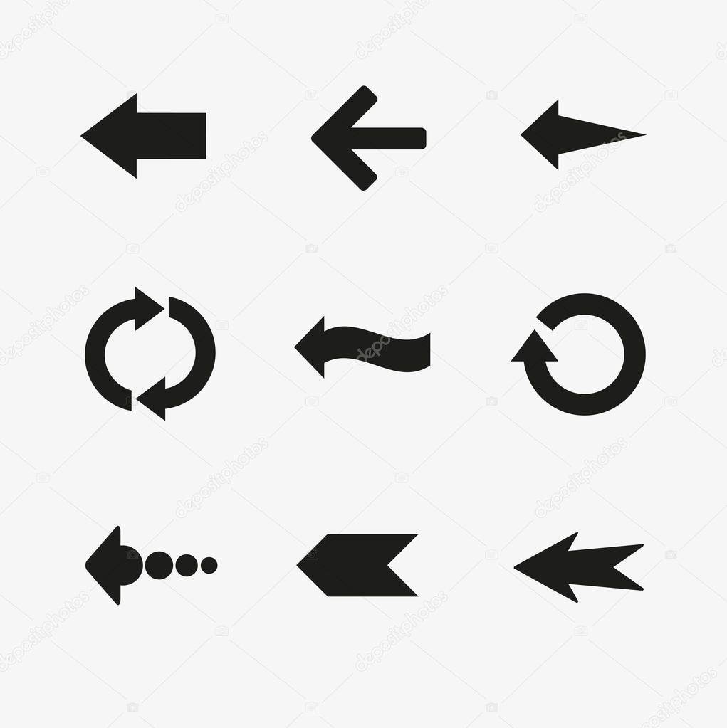 set of black arrows icons 