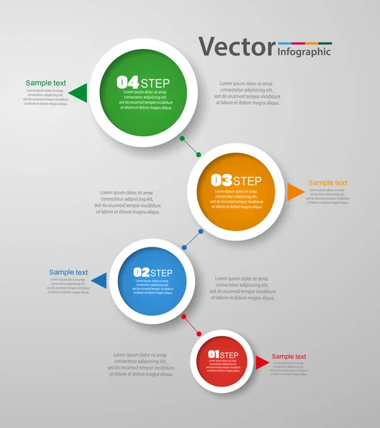 Modèle de conception vectorielle d'infographie avec 4 étapes. L'illustration vectorielle peut être utilisée pour la mise en page du flux de travail, le diagramme, les options de nombre, la conception Web. Eps 10 — Image vectorielle