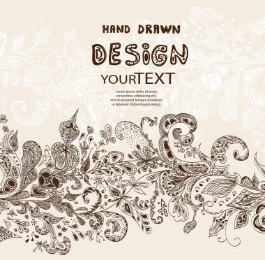 Elle çizilmiş tasarım vektör öğesi için davetiye ve metin yer ile