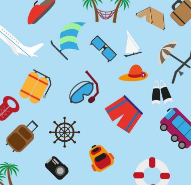 Dikişsiz desen Turizm. Desen seyahat. Düz stil vektör çizim.