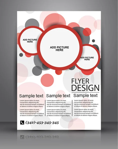 Vektor-Business-Flyer mit Kreisen roter Farbe — Stockvektor