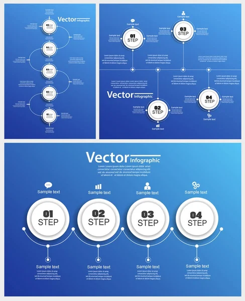 Coleção de resumo Design infográfico em backgraund azul. Pode ser usado para layout de fluxo de trabalho, diagrama, opções de passo de negócios, banner, web design. Modelo de negócio Vector eps10 para apresentação —  Vetores de Stock