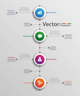 Başarı için dört adım soyut Infographic şablonu. Diyagramı, iş akışı, zaman çizelgesi, web tasarımı için seçenekleriyle iş daire şablonu. Vektör Eps 10