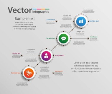 Adımları, seçenekleri ile renkli infographics şablonu. Infographic, iş, banner, web tasarım, sunum için. Vektör çizim. EPS 10