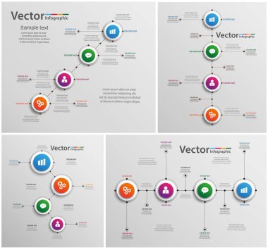 Renkli özetini Infographic tasarım ayarlayın. Kullanılabilir iş akışı düzeni, diyagram, iş adım seçenekleri, banner, web tasarım için. Sunum için vektör eps10 iş şablonu