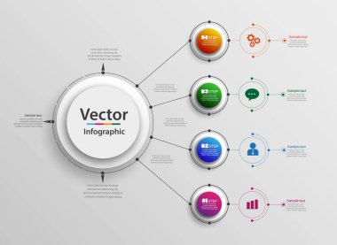 4 adımlar ile soyut vektör infographics numara seçenekleri şablon. Kullanılabilir iş akışı düzeni, diyagram, iş adım seçenekleri, banner, web tasarım için. EPS 10
