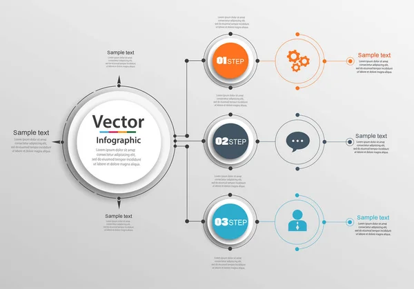 Soyut infographics seçenekleri Şablon 3 adımları sayısı. Kullanılabilir iş akışı düzeni, diyagram, iş adım seçenekleri, banner, web tasarım için. Vektör eps 10