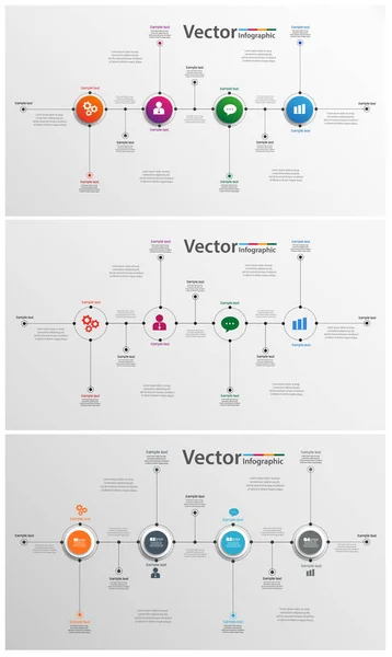 Coleção de infográfico colorido pode ser usado para layout de fluxo de trabalho, diagrama, opções de número, web design. Conceito de negócio infográfico com opções, peças, passos ou processos. Vetor Eps 10 —  Vetores de Stock