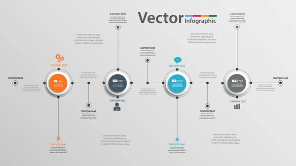 Vektorový infographic kruh s 4 kroky. Šablona diagram, graf, prezentaci a graf. Obchodní koncept, díly, kroky nebo procesy. EPS 10 — Stockový vektor