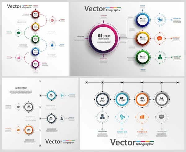 Σετ πολύχρωμα αφηρημένη γραφική απεικόνιση σχεδιασμού. Μπορεί να χρησιμοποιηθεί για τη ροή εργασίας διάταξη, διάγραμμα, επιχειρηματικό βήμα επιλογές, banner, σχεδιασμός ιστοσελίδων. Διάνυσμα eps10 επιχειρηματικό πρότυπο για παρουσίαση — Διανυσματικό Αρχείο