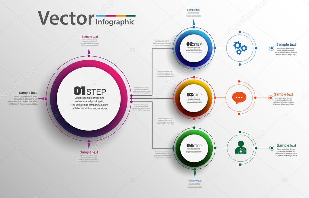 Vector abstract  infographic element for business. Strategy in stages. Steps of development, teamwork. Business concept illustrated in 4 stages, parts, steps. eps 10