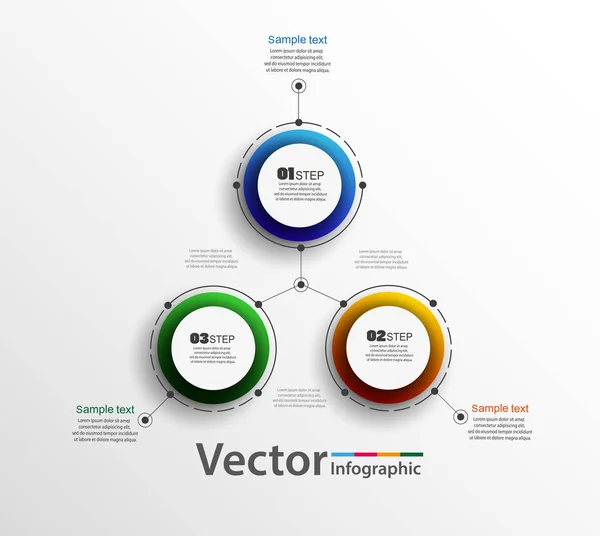 Modelo Abstrato Opções Número Infográficos Com Três Passos Pode Ser —  Vetores de Stock