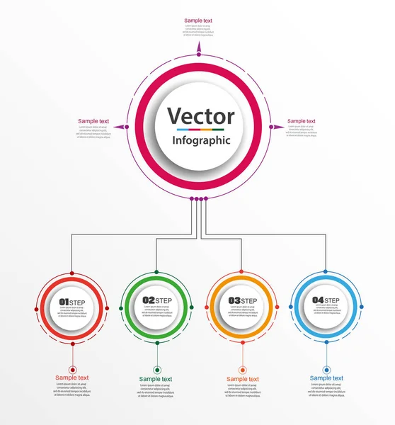 Infographic tasarım şablonu. Seçenekleri ve 4 adımlar ile iş kavramı. İçerik, diyagram, akış şeması, adımları, parçalar, zaman çizelgesi infographics, iş akışı düzen, grafik, illüstrasyon için. Vektör eps 10