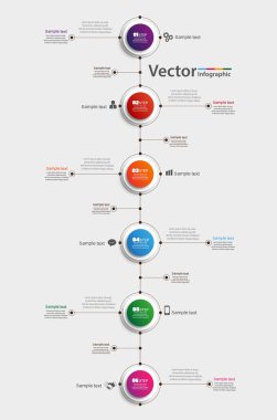 6 adımlar başarı için soyut Infographic şablonu. Diyagramı, iş akışı, zaman çizelgesi, web tasarımı için seçenekleriyle iş daire şablonu. Vektör Eps 10