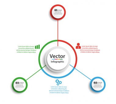 Renkli daireler ile Infographic diyagramı. Kullanılabilir iş akışı düzeni, diyagram, iş adım seçenekleri, banner, web tasarım için. Vektör Eps 10