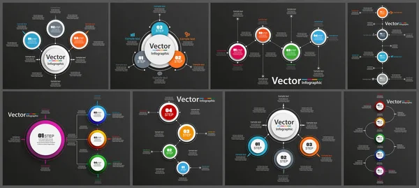 Coleção Infográfico Sobre Fundo Preto Pode Ser Usado Para Layout — Vetor de Stock