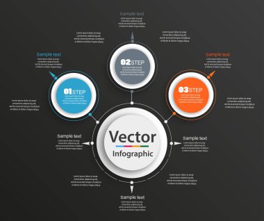 Siyah arka plan üzerine soyut vektör infographics numara seçenekleri şablon. Kullanılabilir iş akışı düzeni, diyagram, iş adım seçenekleri, banner, web tasarım için. EPS 10