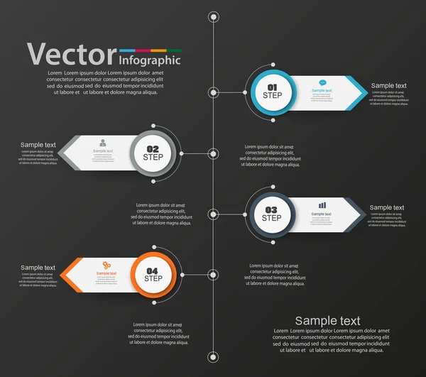 Modèle Conception Infographie Sur Fond Noir Peut Être Utilisé Pour — Image vectorielle