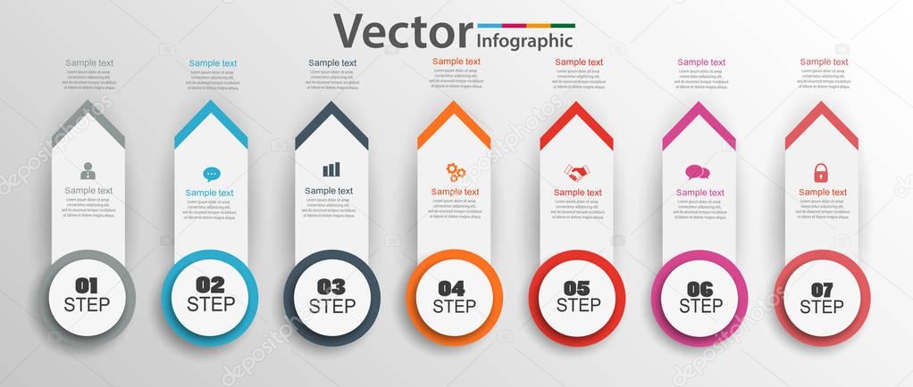 Arrow  infographic design can be used for workflow layout, diagram, annual report, web design. Business concept with 7 options, steps or processes. Vector Eps 10