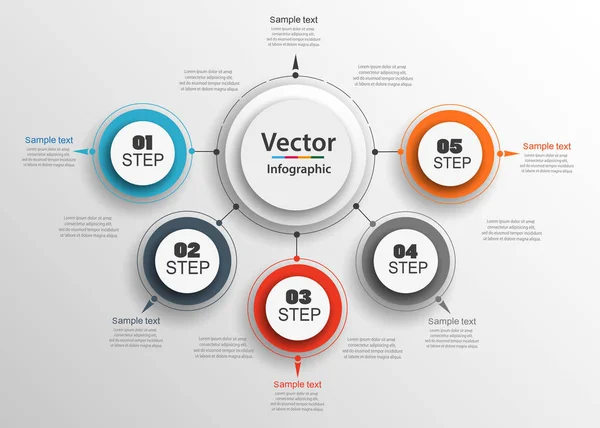 Soyut infographics beş adım ile seçenekleri şablon sayısı. Kullanılabilir iş akışı düzeni, diyagram, iş adım seçenekleri, banner, web tasarım için. Vektör eps 10